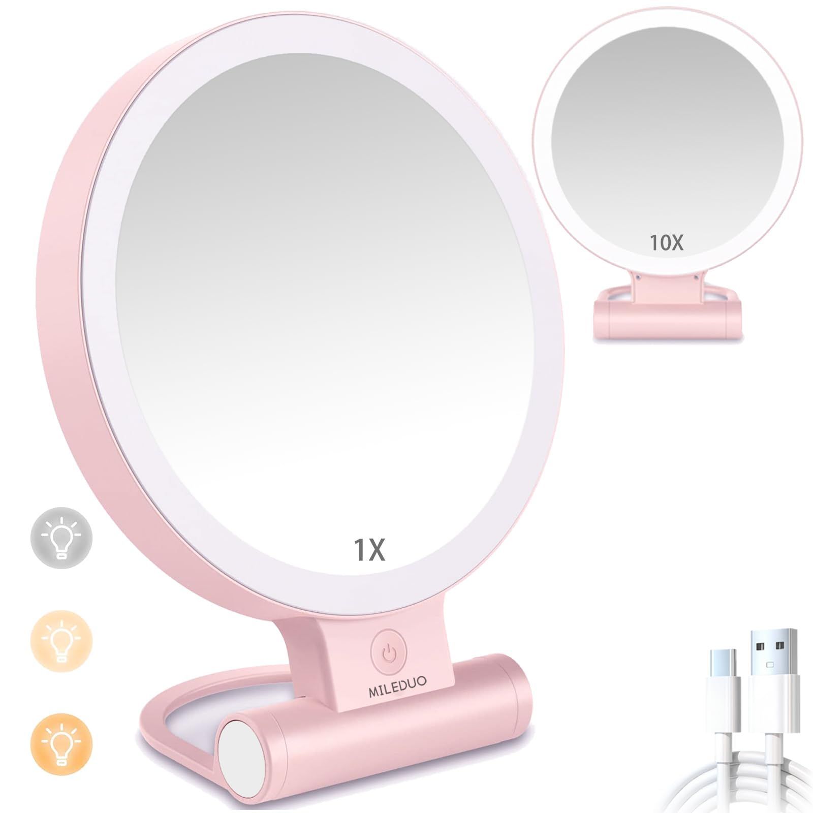人気アイテム】 鏡ミラー拡大鏡化粧鏡 ライト 卓上ミラー 大きい360