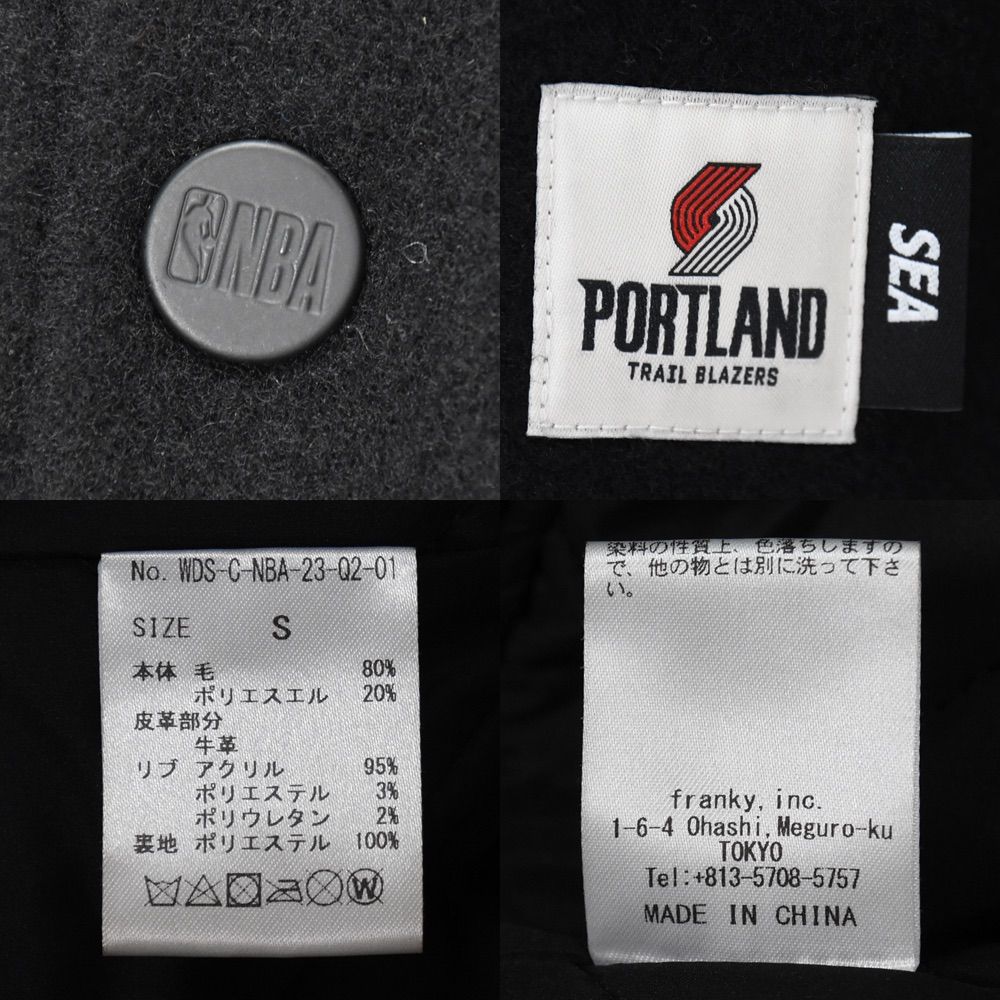最終値下げ　WINDANDSEA NBAコラボ　レザーメルトンジャケット WIND AND SEA ウィンダンシー NBA × WDS スタジャン レザー