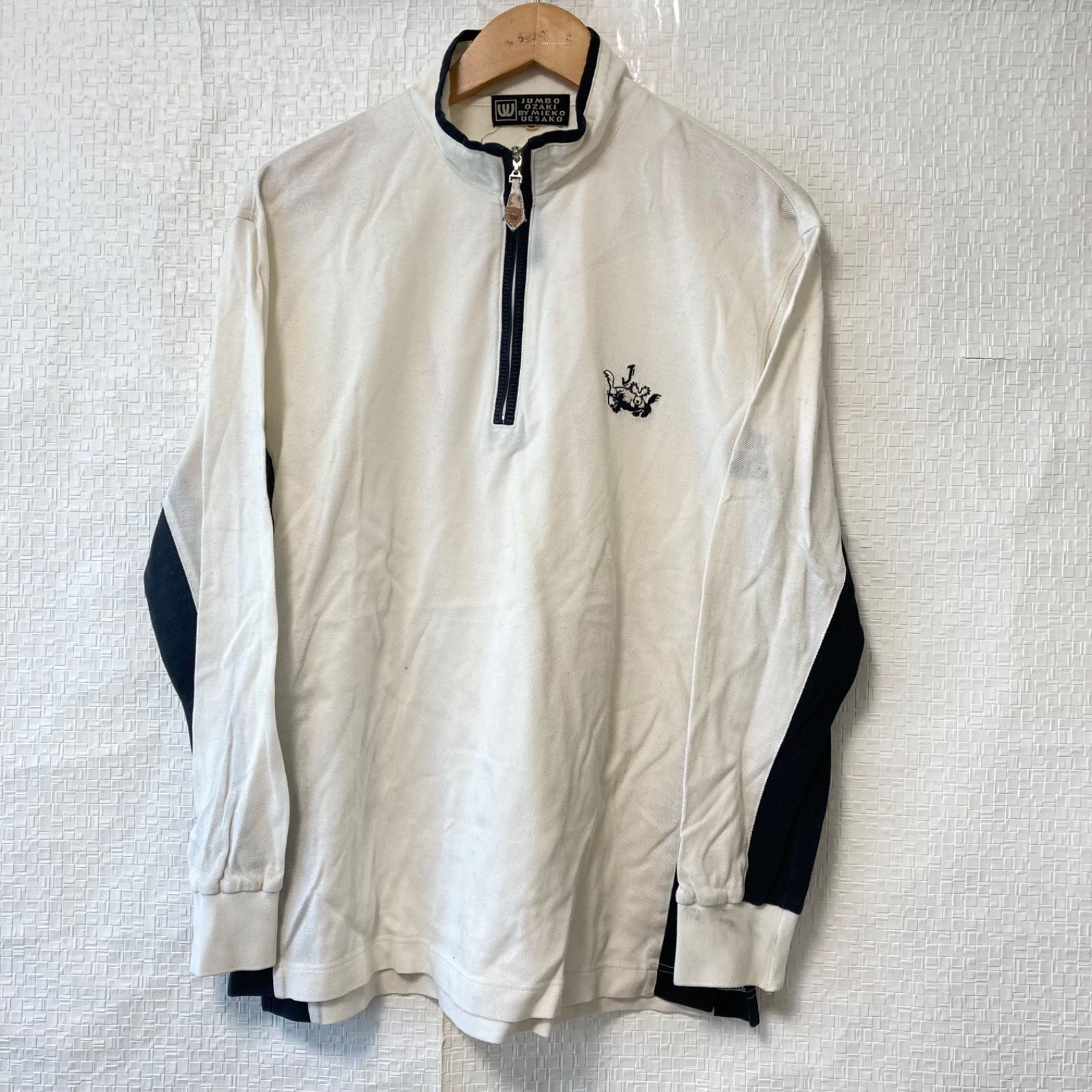 ミエコ・ウエサコ ジップアップ シャツ 希少！MU SPORTS ミエコ ウエサコ ニット ジップアップ 刺繡ロゴ MU