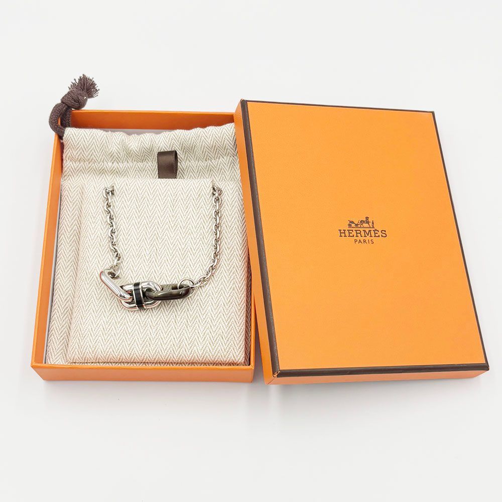 エルメス HERMES マイヨン ネックレス シルバー ブラック