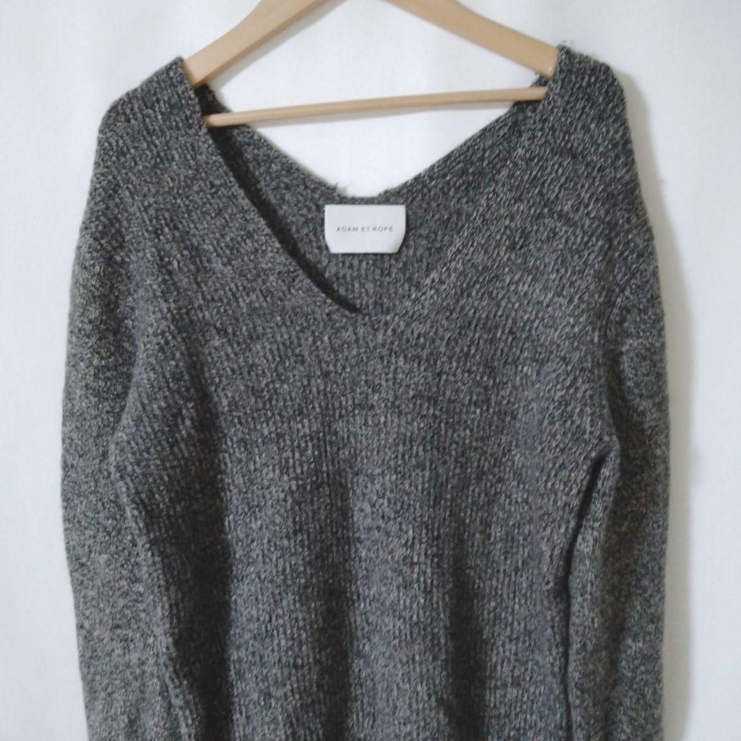 アダムエロペ ADAM ET ROPÉ ロングワンピース ざっくりニット Vネック