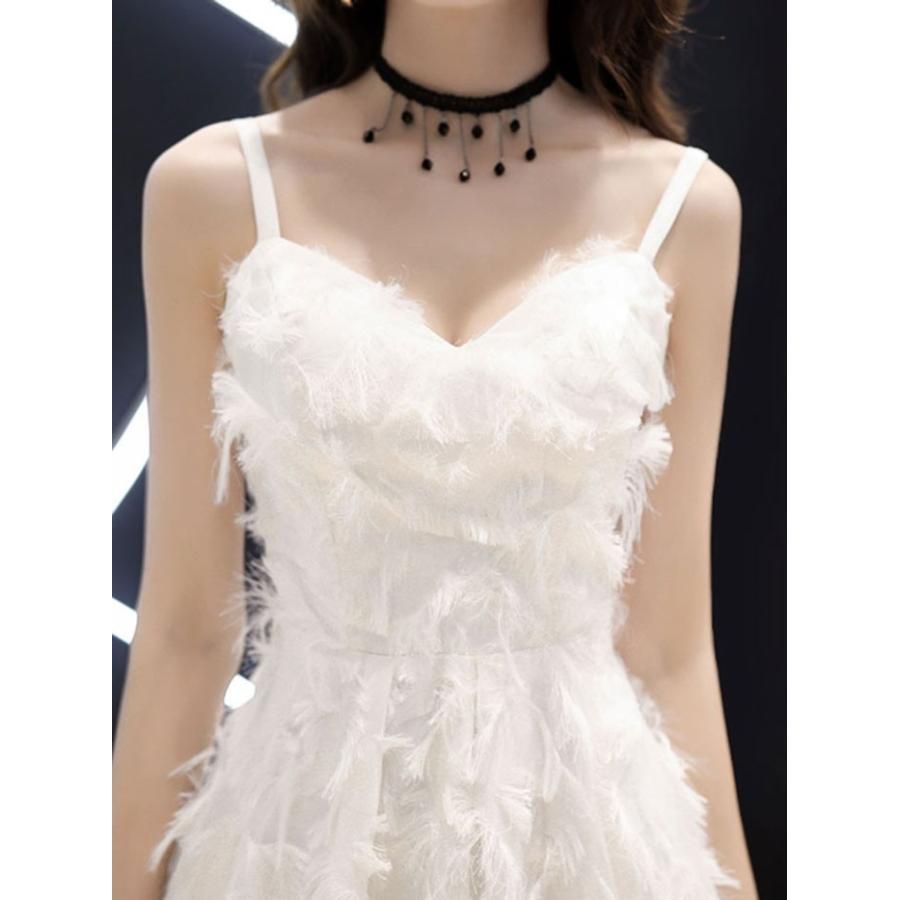 パーティードレス ロングドレス キャミソール ロング 結婚式 演奏会 ふんわり 大人 二次会 ピアノ Vネック 発表会