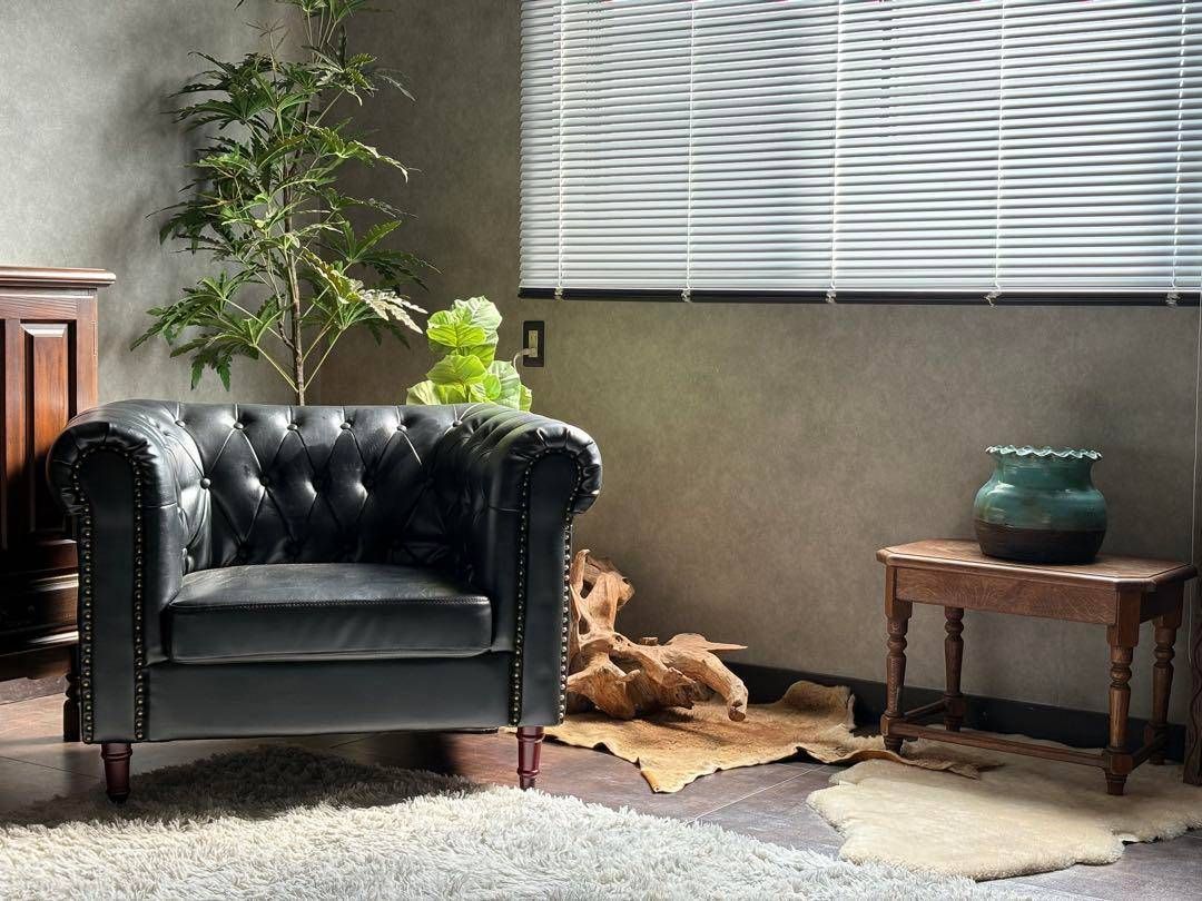 本革　チェスターフィールド　アームチェア　リベット打ち　ボタンダウン　YZ 本革 チェスターフィールド アームチェア リベット打ち ボタンダウン YZ