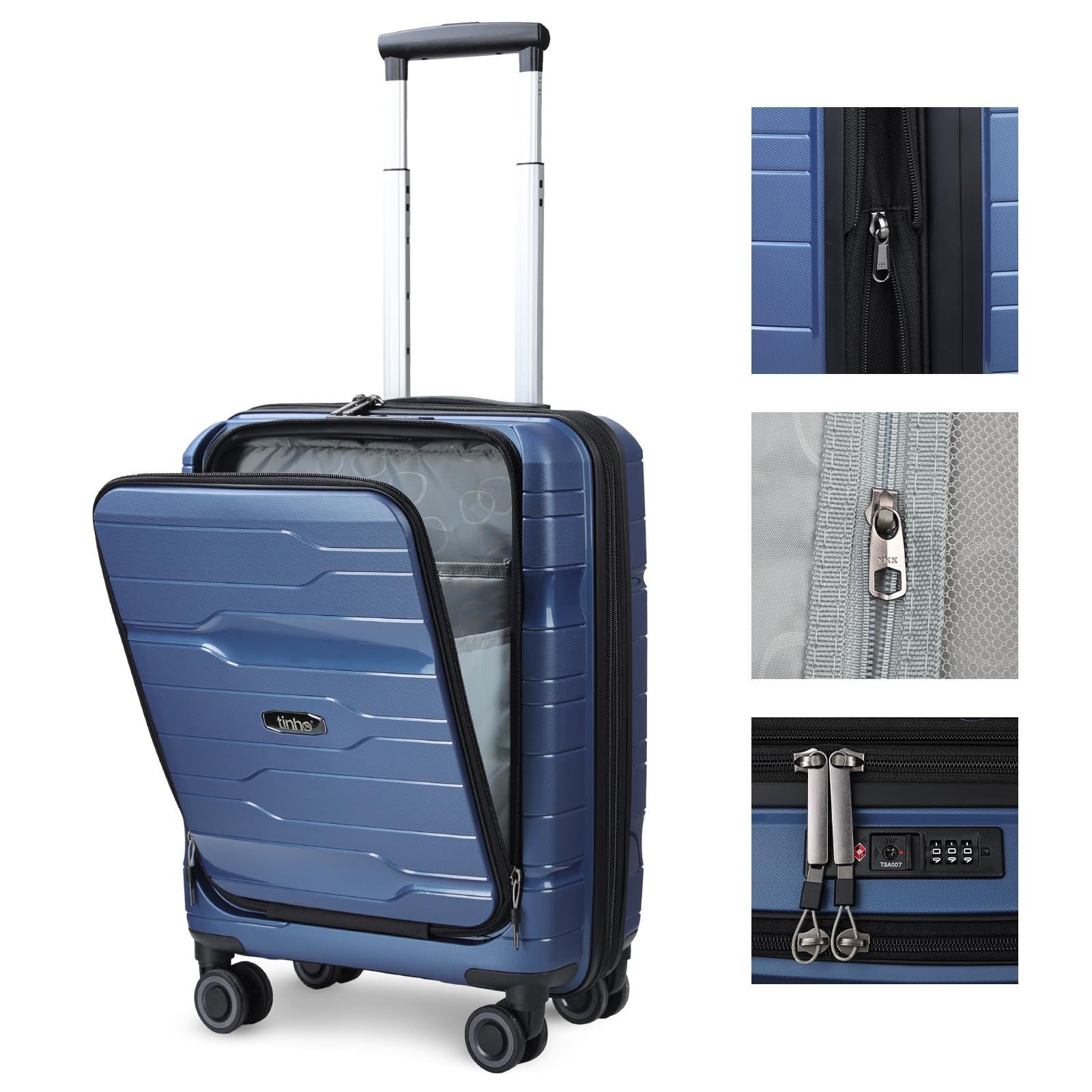 【人気商品】ビジネス 出張 旅行 トランク sサイズ TSAロック ダブルキャスター 静音 超軽量 YKKファスナー 拡張機能付 キャリーケース ダークブルー リーバッグ キャ 機内持ち込み フロント