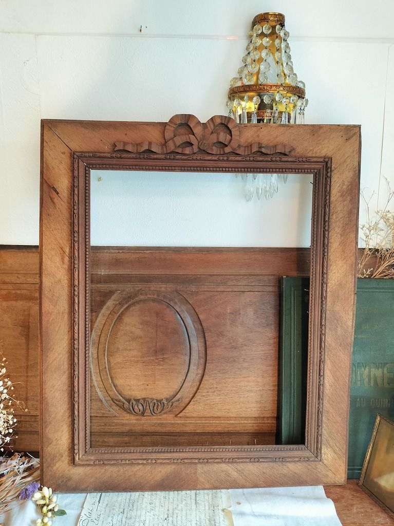 フランスヴィンテージ リボン フレーム 額 ガラス フランス