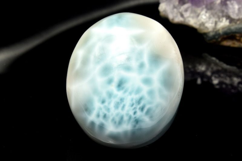 １点物 美しい水面模様 ラリマー 29x25mm オーバル ルース パワーストーン 天然石 _PC6523