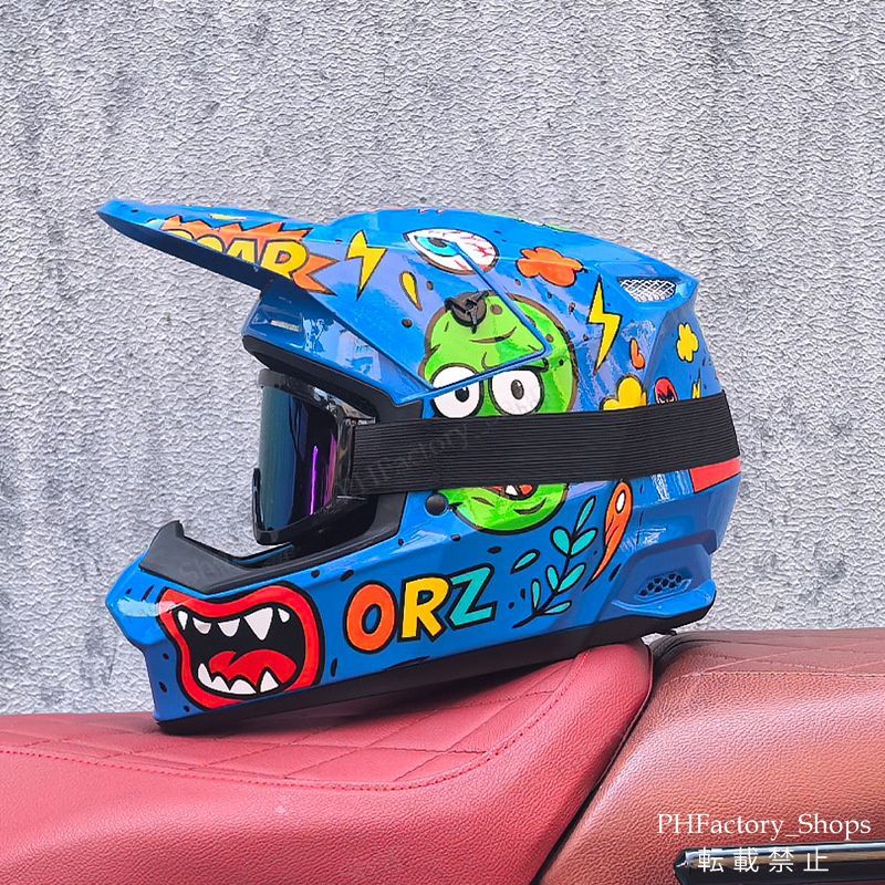 ヘルメット フルフェイスヘルメット バイクヘルメット DOT認証 ゴーグル付き グラフィティ風 耐久性 安全性 通気性 男女兼用 おしゃれ A106