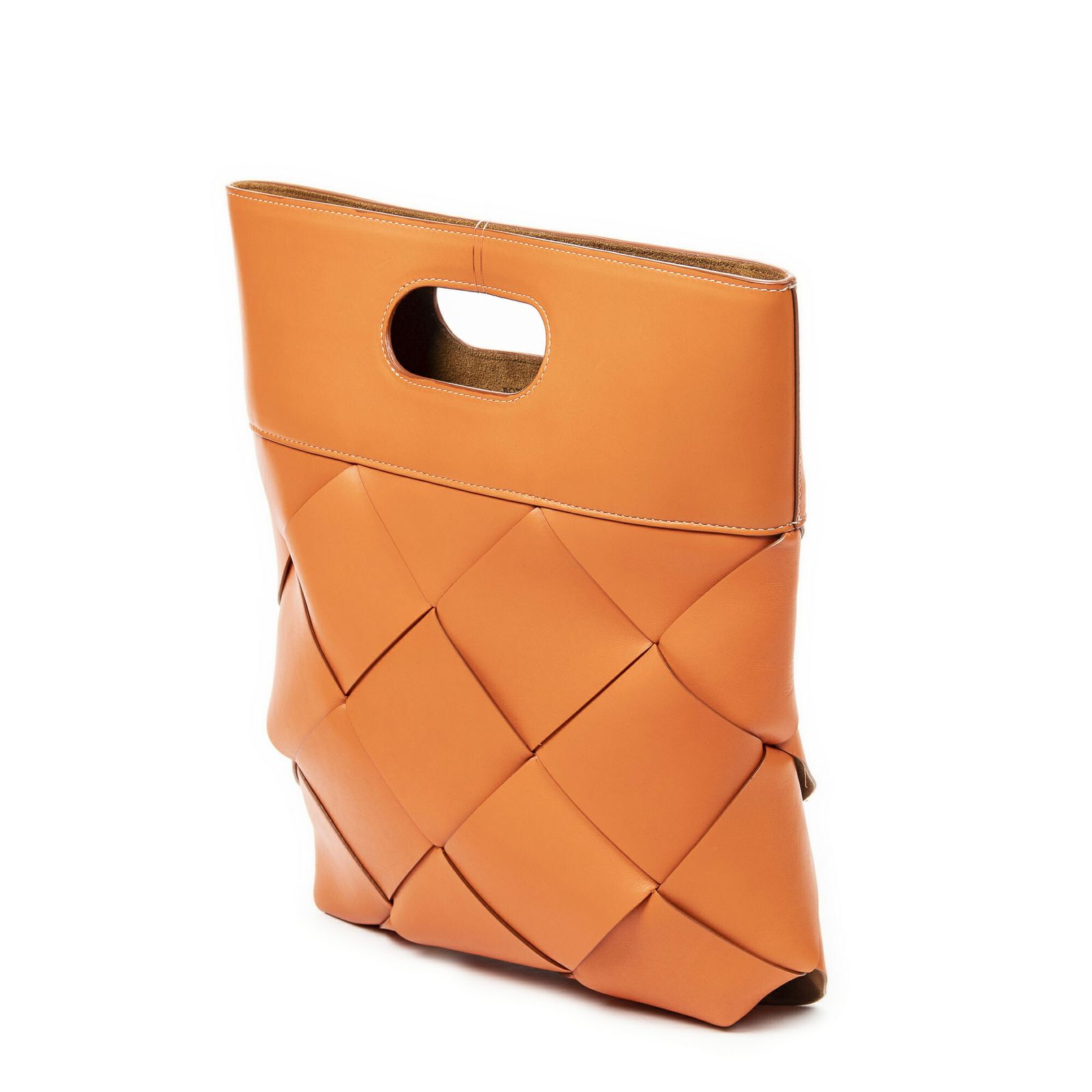 ボッテガヴェネタスリップトートオレンジマキシイントレチャートレザーA