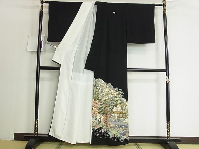 平和屋2■本加賀友禅作家　谷崎善治　黒留袖　風景文　逸品　DAAH0700cm