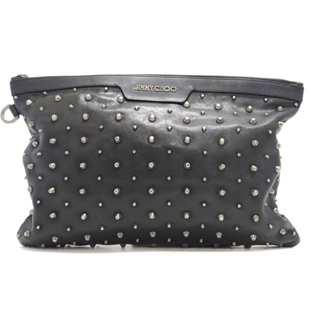 JIMMY CHOO/ジミーチュウ スタッズ セカンドバッグ レザー クラッチ 