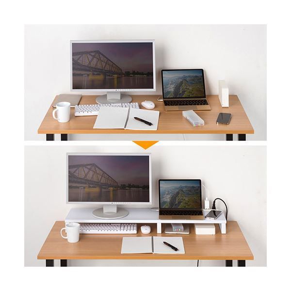 サンワサプライ コンセント付きモニター台 約W1000mm ホワイト MR-LC213W 組立式 WWW_KANDAIZUMI_COM