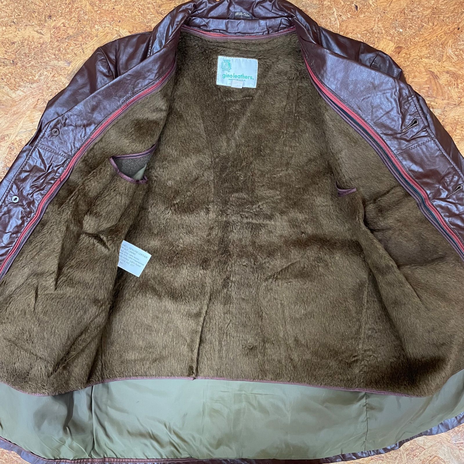USA製 ヴィンテージ gino leathers レザージャケット 牛革 ライナー 