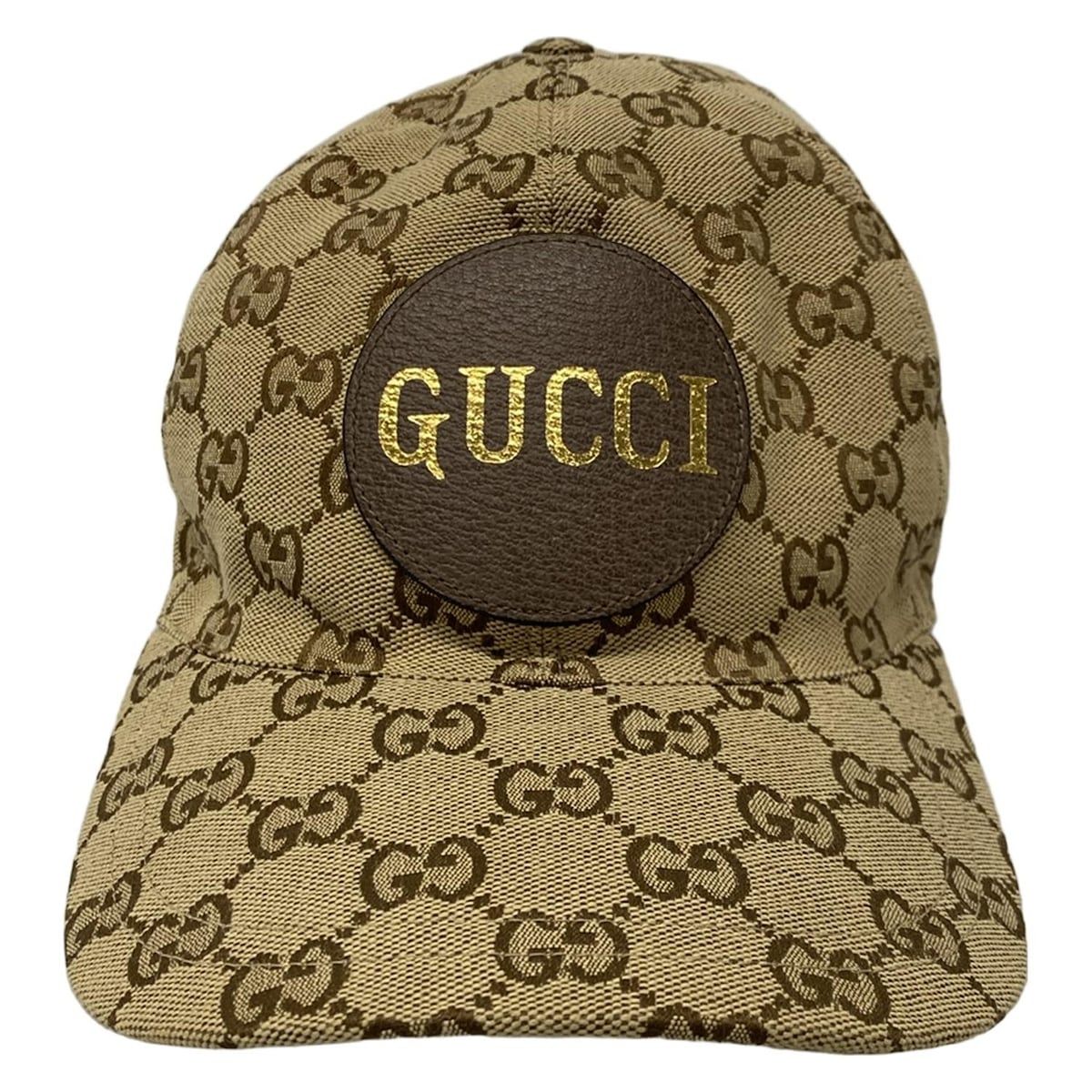 GUCCI グッチ キャップ L GG柄 576253 アイボリー×ダークブラウン×ゴールド ベースボールキャップ コットン