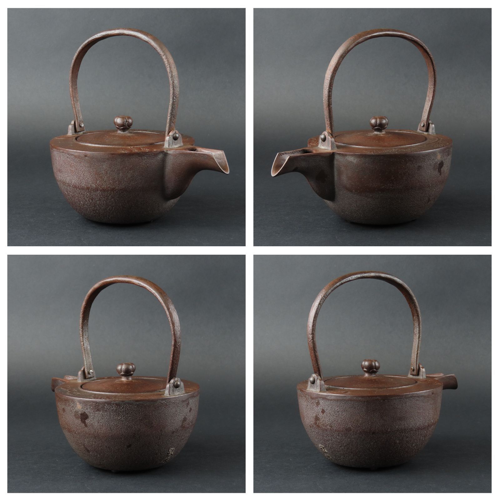 0173 高橋敬典 鉄銚子 高さ15.5cm 在銘 共箱/人間国宝 茶道具