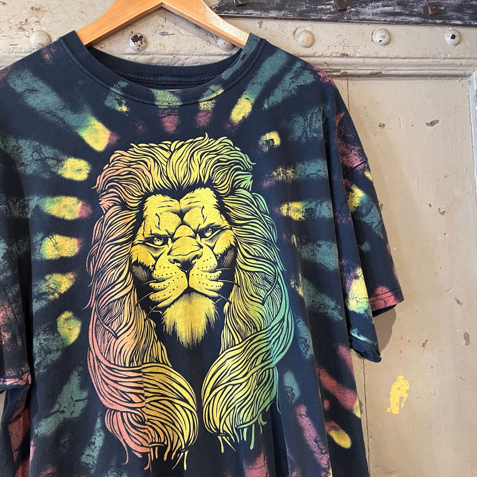 ラスターカラー ライオン レゲエ Tシャツ 半袖 古着 2XLサイズ NESTA