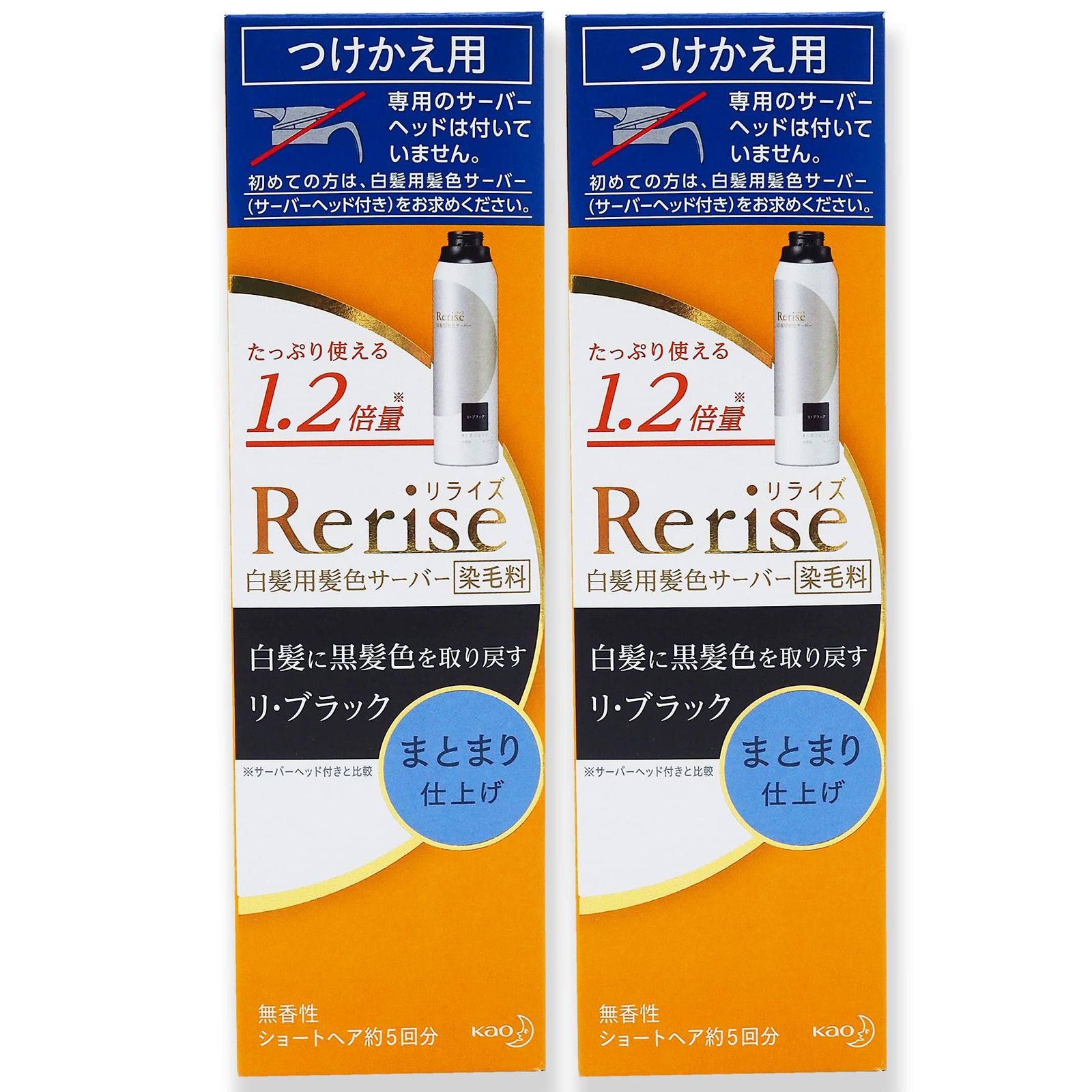 セット販売 花王 リライズ 白髪用髪色サーバー リ ブラック まとまり仕上げ つけかえ用 190g ×2個セット 付け替え用 染毛料 無香性