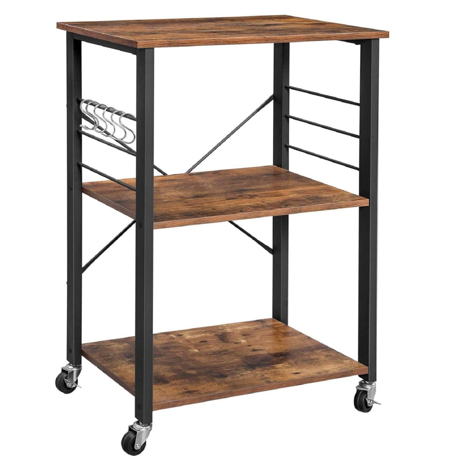 キャスター付き 6個Ｓ字ラックを付き スリム 幅60cm キッチン収納 3段 隙間収納 キッチン棚 レンジラック キッチンラック KKS060 レンジボード VASAGLE