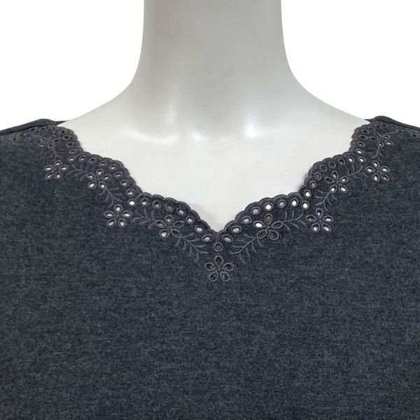 ◆ 組曲 kumikyoku ワンピース 膝丈 長袖 レース グレー 2 M 9号 レディース S5V455