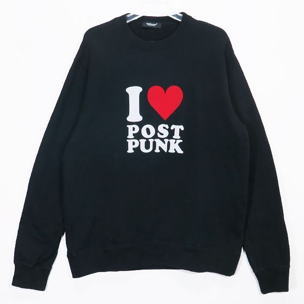UNDERCOVER アンダーカバー I LOVE POST PUNK SWEAT UC1C4891-1 アイ ラブ ポスト パンク スウェット トップス クルーネック トレーナー ブラック サイズ4
