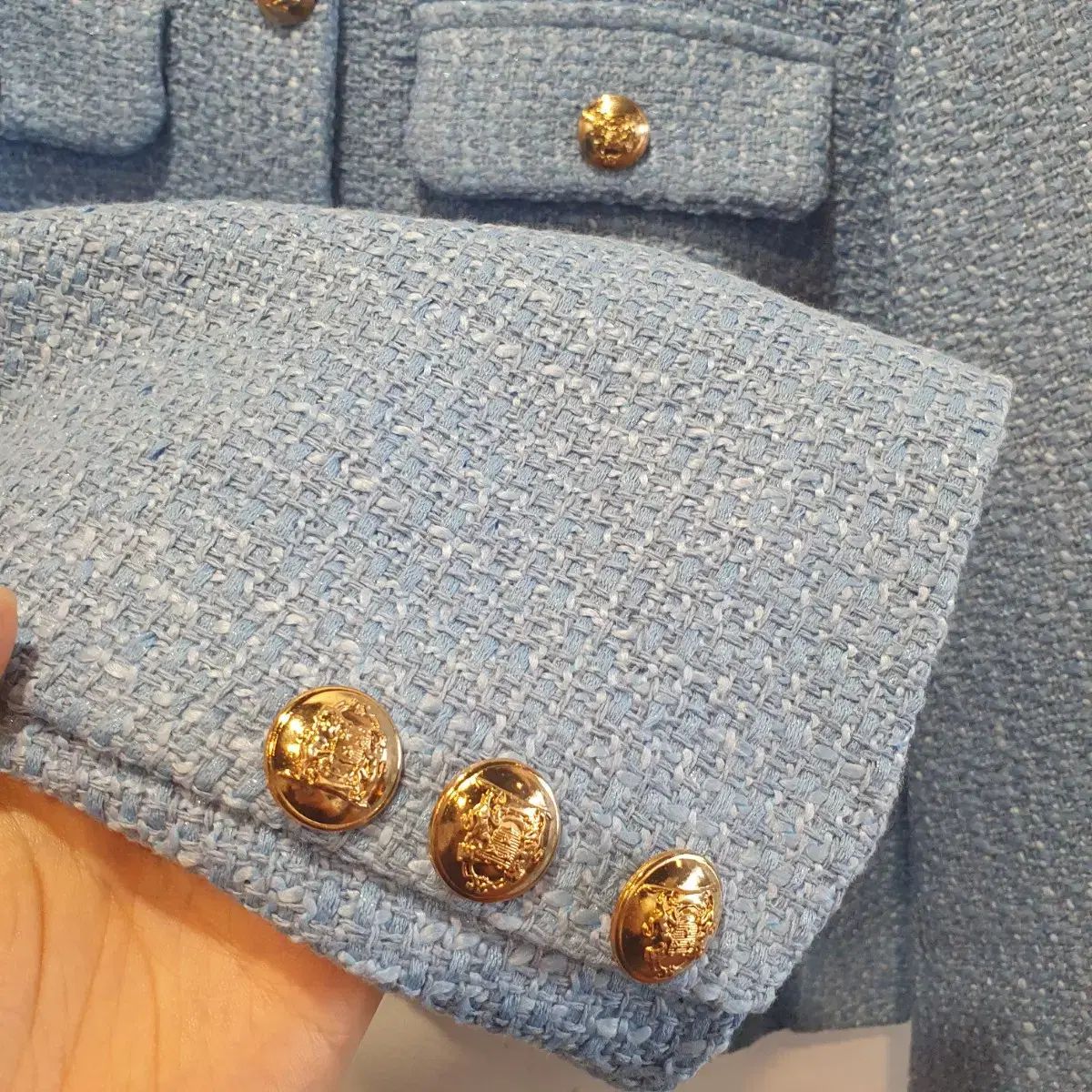 ライトブルー ツイード ジャケット