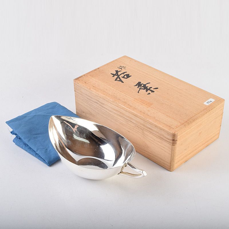 煎茶道具 大阪尚美堂造 銀製 湯冷 若葉 約182g 共箱 F S1