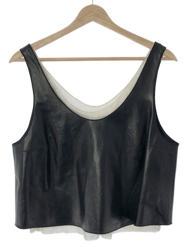 3.1 Phillip Lim スリーワンフィリップリム メッシュレイヤードレザータンクトップ ブラック 4 3.1 Phillip Lim スリーワンフィリップリム メッシュレイヤードレザー