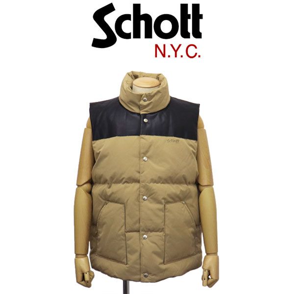 Schott (ショット) 2257006 CLASSIC LEATHER COMBI DOWN VEST