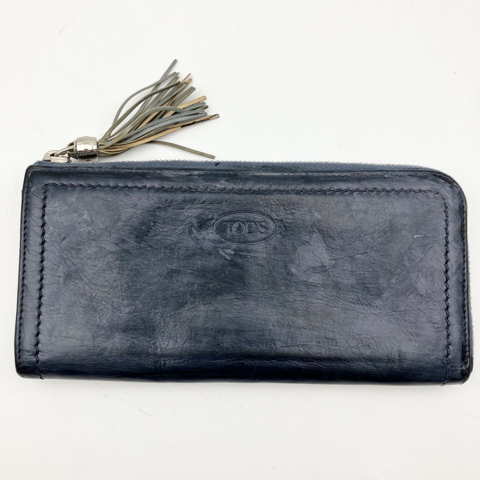 TOD'S トッズ 長財布 ネイビー レディース L字ファスナー ユニセックス