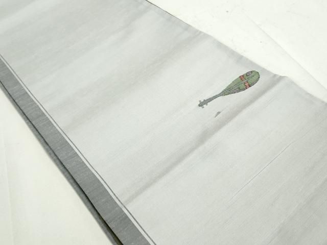 平和屋着物◎西陣 宮階織物 宮繍苑 里葉 太鼓柄袋帯 作家物 枇杷 ラメ