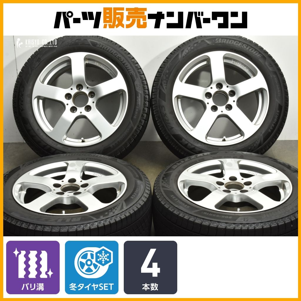 バリ溝 スポーツテクニック 16in 7J 38 PCD112 ハブ径66.5mm M12ボルト ブリヂストン ブリザックVRX3 205 55R16 ベンツ W203 Cクラス