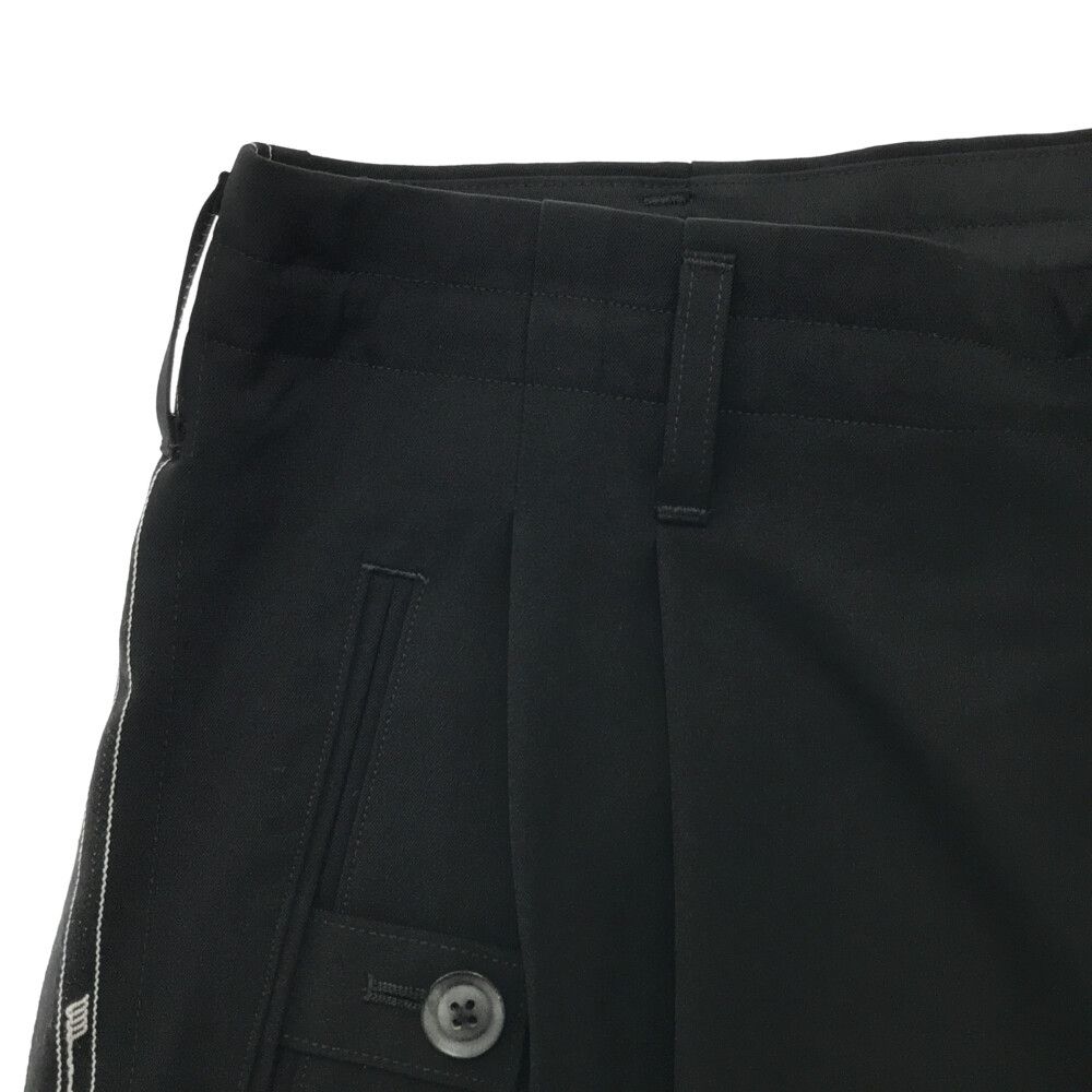 Yohji Yamamoto POUR HOMME ヨウジヤマモト プールオム 20AW G-タブP左右脇生地耳 ギャバ ワイドパンツ ブラック HR‐P63‐143 Yohji Yamamoto POUR HOMME (ヨウジヤマモト プールオム) 20AW G-タブP