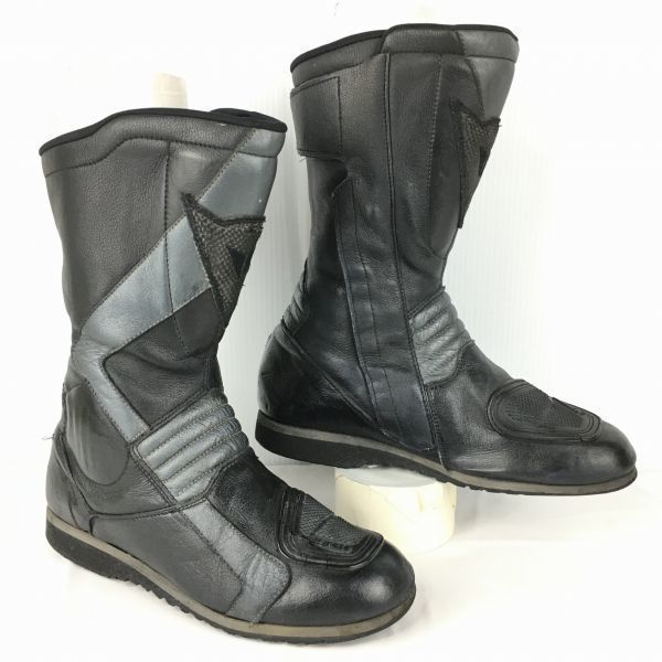 DAINESE/ダイネーゼ　レザー/本革　ライディング/バイクブーツ　size41　25.5-26.0〈黒/BLACK/ブラック〉サイドジップ/スネ  踝プロテクター　bike/Boots/Shoes〕菅No.WL73 #BUZZBERG