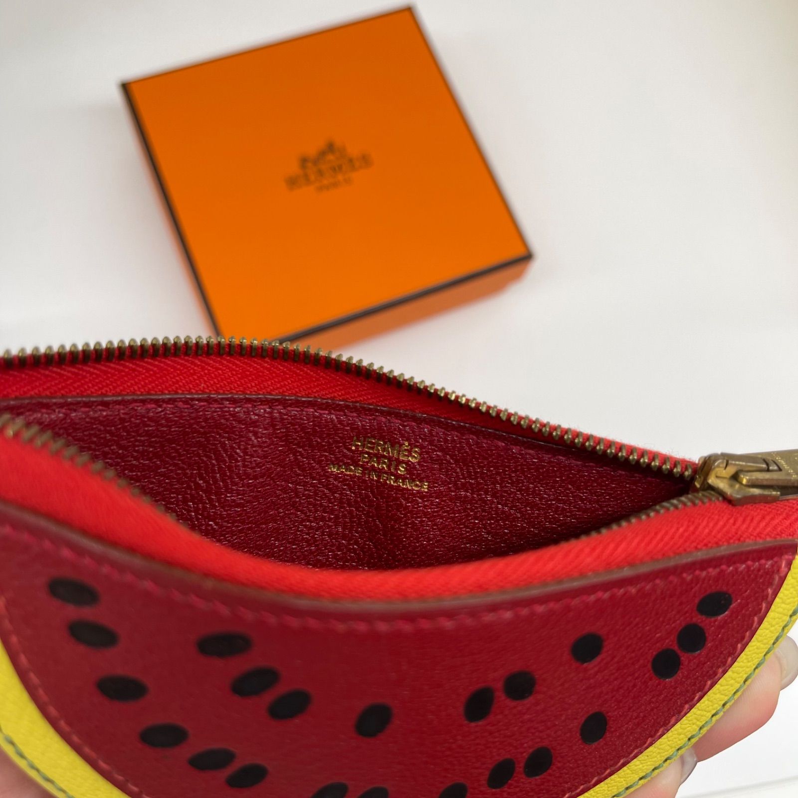 美品】HERMES エルメス フルーツコインケース スイカ シェーブル