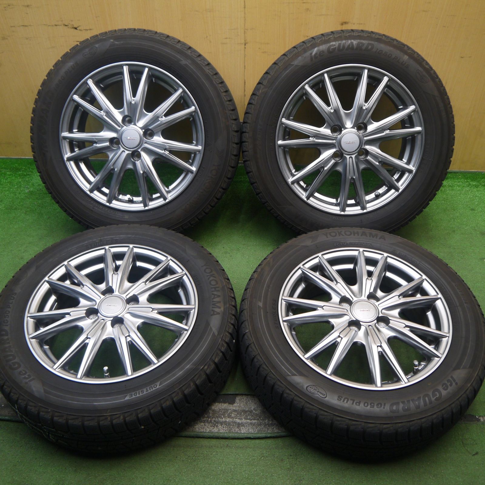 バリ溝 キレイ 9分 スタッドレス 175 65R15 ヨコハマ アイスガード iG50 プラス VELVA KEVIN ヴェルヴァ 15インチ PCD100 4H 5092908Hス