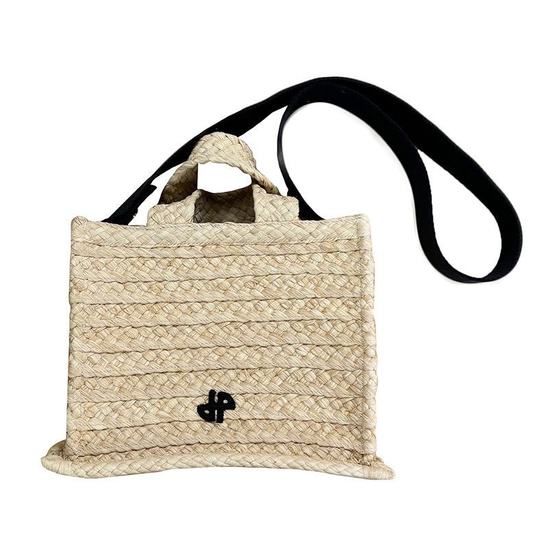 7/10まで限定価格！新品未使用！Patou ラフィアバッグ　ラージ PATOU (パトゥ) ゴールドデティール ラフィア アイコニック