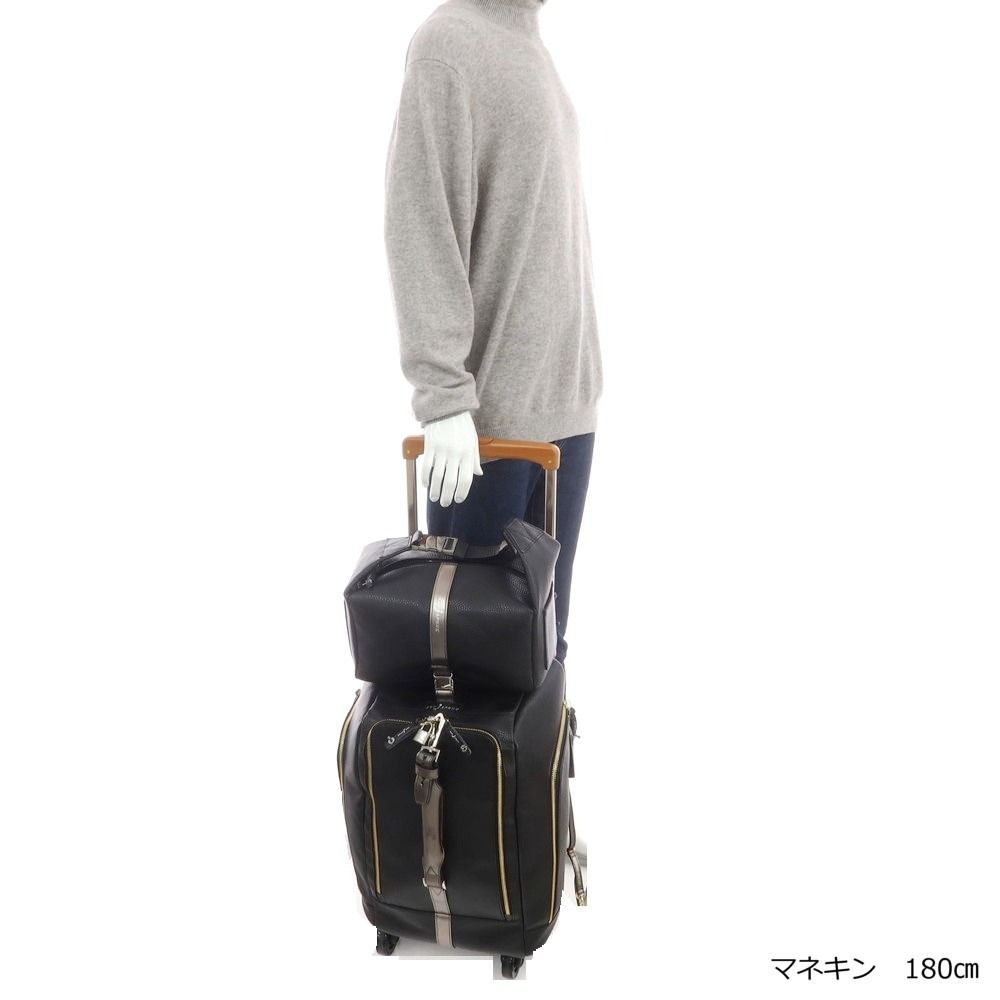 BonJapone 本革キャリーバッグ　バニラ&ブラック 中古】【未使用】ボンジャポネ BONJAPONE SPIKE シュリンクレザー