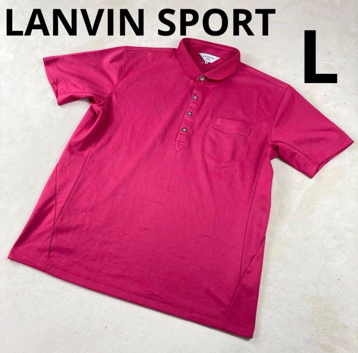 LANVIN SPORT 반팔 폴로 셔츠 핑크 원 포인트 로고 L 도트 패턴 로고 디자인 반팔 골프 폴로 셔츠 스트레치 소재 여성 골프웨어 핑크 티셔츠 테니스 스포츠웨어 원 포인트 로고