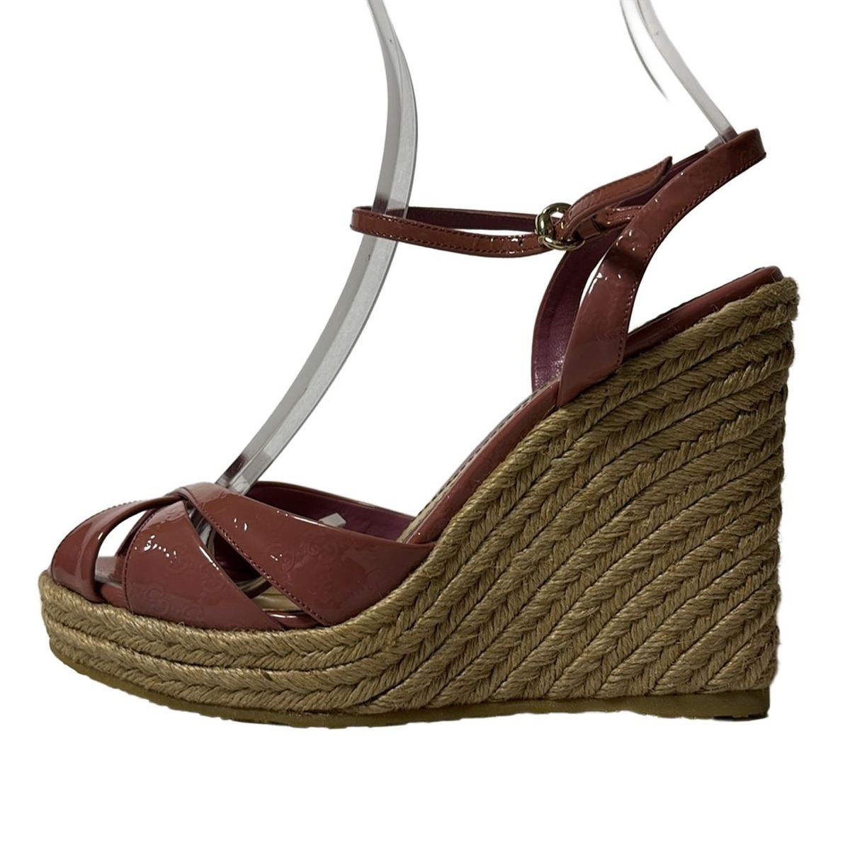 GUCCI グッチ サンダル 36 1|2 レディース - 201096 ピンクベージュ ウェッジソール レザー