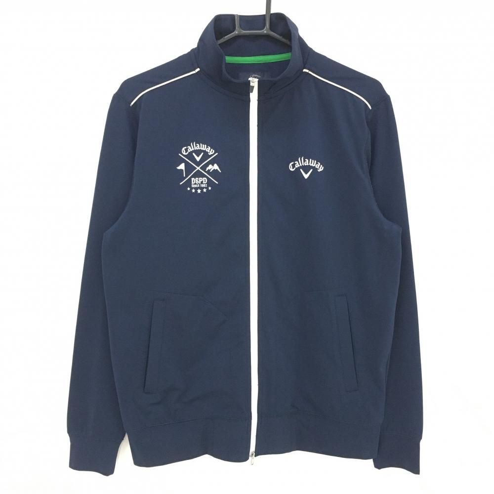SALE価格【超美品】キャロウェイ ジャケットブルゾン ネイビー×白 ロゴ刺しゅう  メンズ M ゴルフウェア Callaway