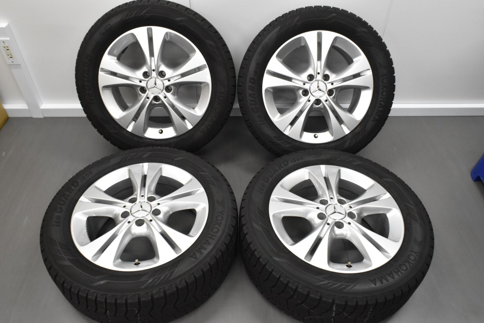 【中古スタッドレスタイヤ4本セット】メルセデスベンツ 純正ホイール 1770+48.5 5H112, YOKOHAMA IG60 225/55R17 2019年製造