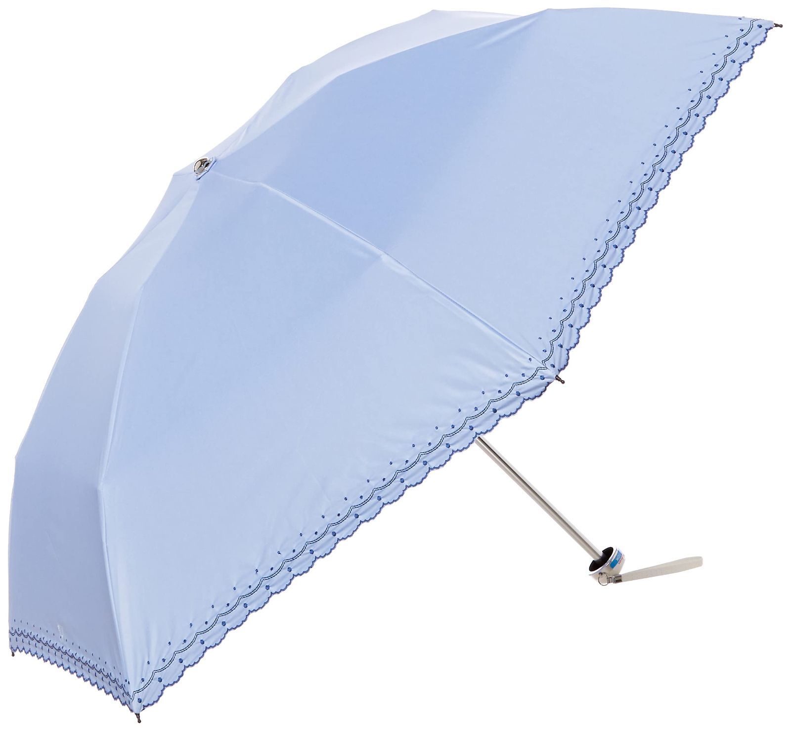 [ムーンバット] 折りたたみ傘 um-feel (アンフィール) ドット刺繍 日傘 パラソル おりたたみ傘 レディース 10952-02【遮熱・1級遮光・晴雨兼用・軽量】 サックスブルー サックスブルー 親骨の長さ：約50㎝