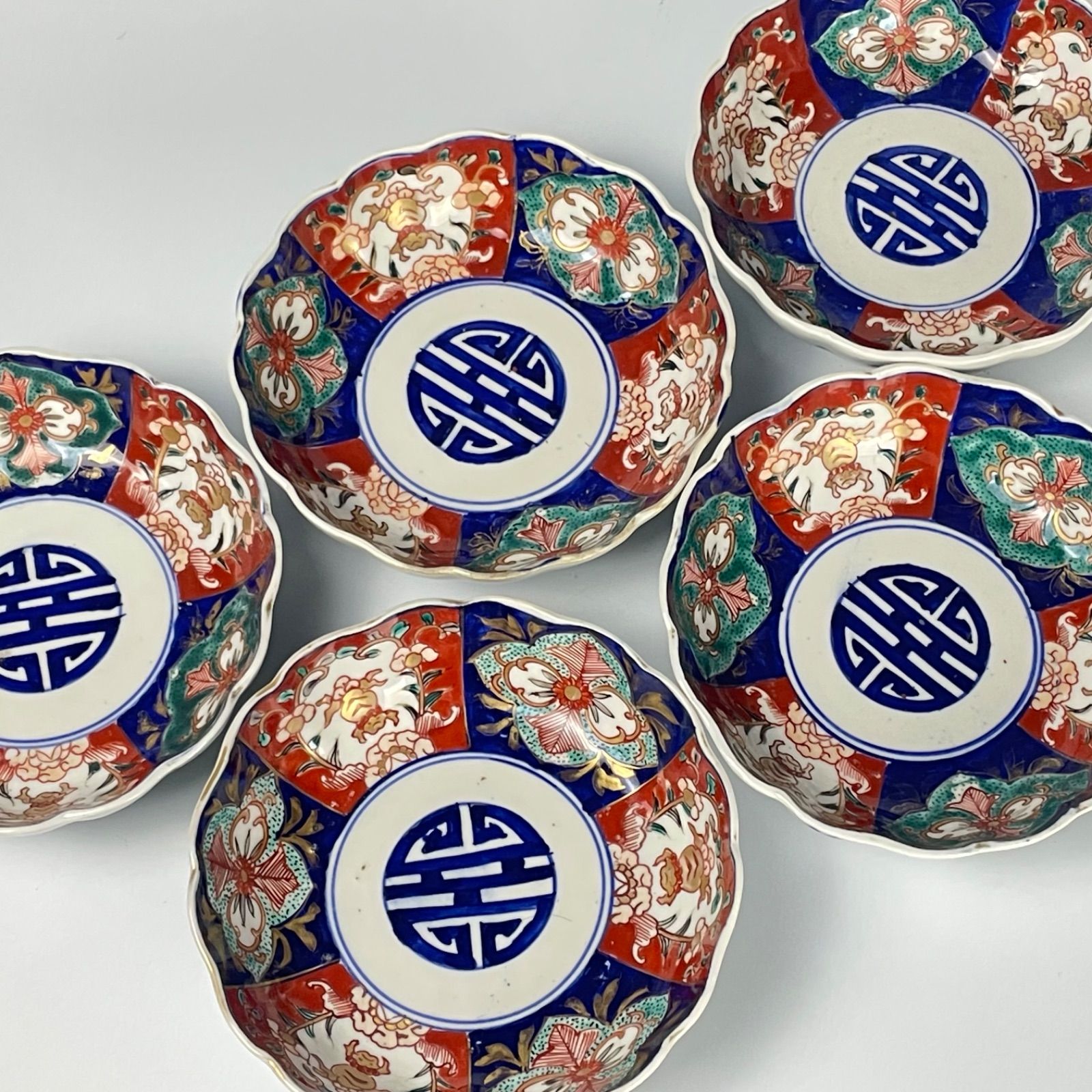 290 錦手 獅子 古伊万里 伊万里焼 骨董 アンティーク 膾皿 5枚セット