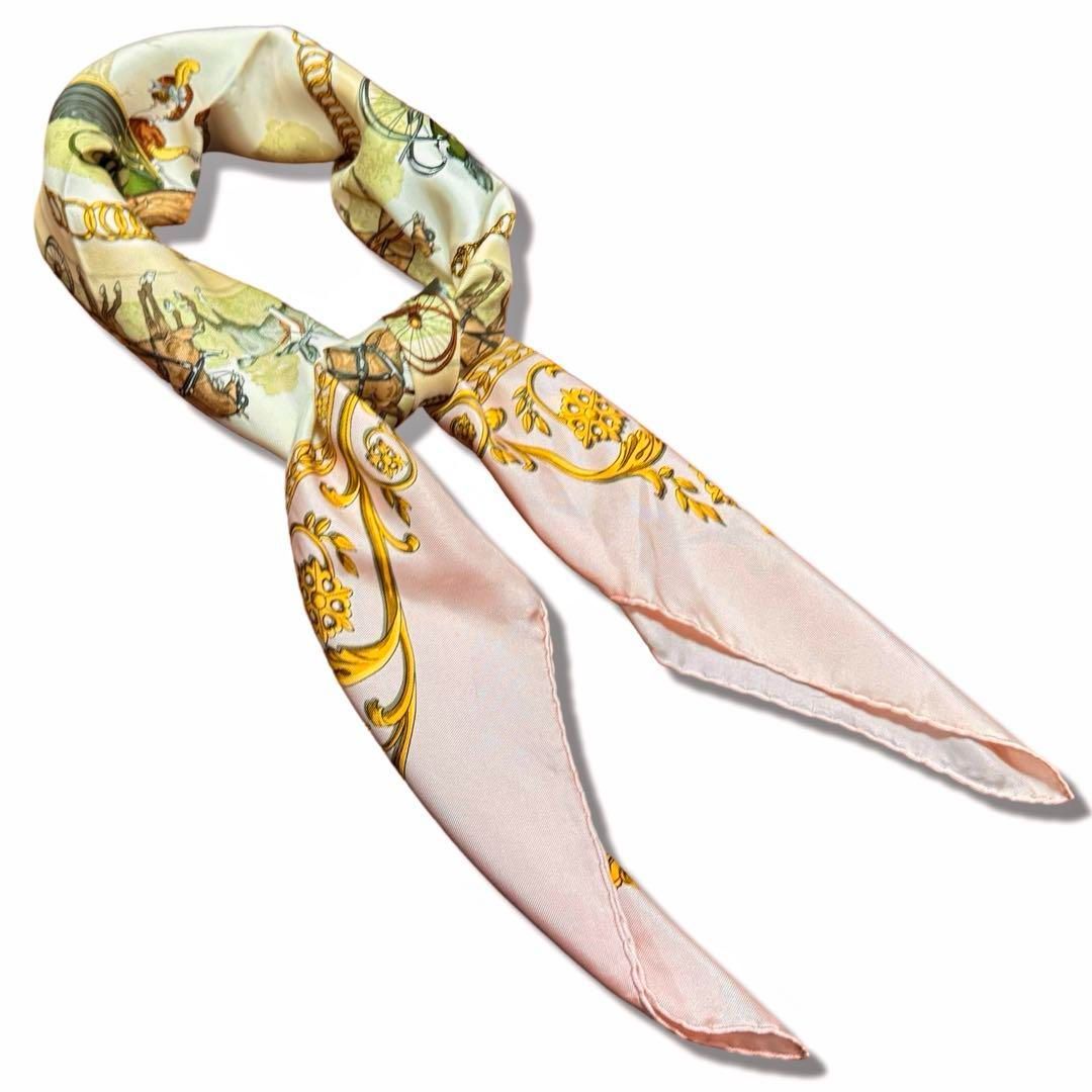 正規品 HERMES エルメス カレ90 ロンシャンへの散歩 シルク スカーフ