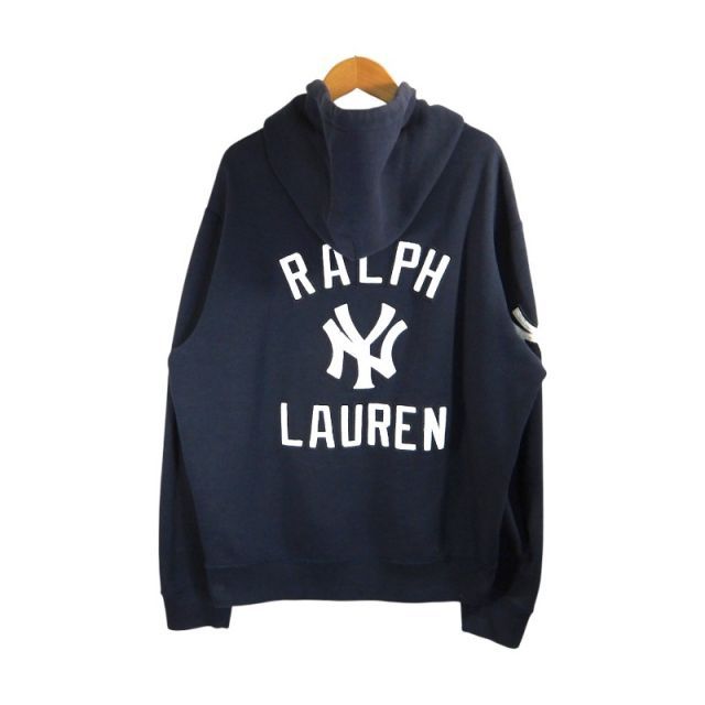 POLO BY RALPH LAURENT YANKEES LOGO HOODIE NAVY サイズL ポロ バイ ラルフローレン ヤンキース ロゴ フーディー パーカー 大名店