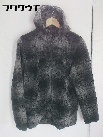 BEAUTYu0026YOUTH UNITED ARROWS チェック フリース ジップアップ 長袖 パーカー Mサイズ ブラック グレー メンズ  【1002798991521】