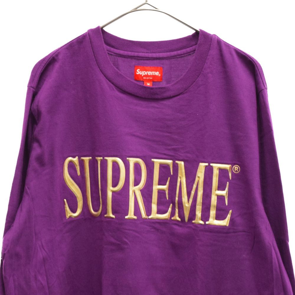 Supreme◇16AW/Gold Logo L/S Top/長袖Tシャツ/L/コットン/パープル-
