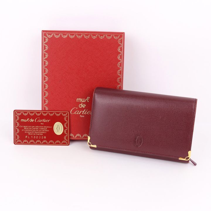 ほぼ未使用】Cartier カルティエ 2つ折り財布 マスト ボルドー