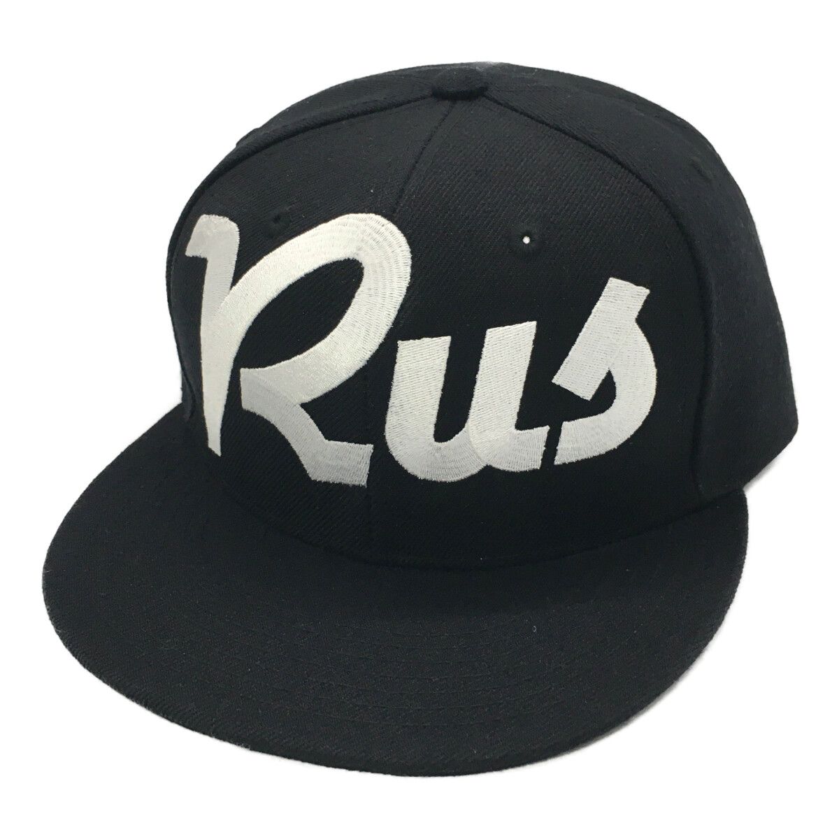 中古 ラッセルノ RUSSELUNO フラットキャップ フリー ブラック 刺しゅうロゴ ブローチ付き