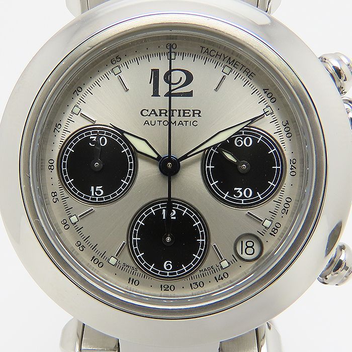 CARTIER カルティエ パシャC クロノグラフ 腕時計 ステンレス