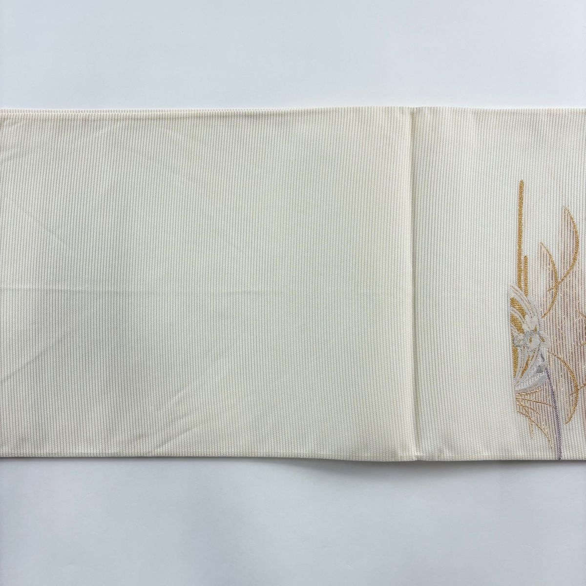 袋帯 秀品 夏帯 絽 扇面 花丸文 箔 銀糸 クリーム 六通 正絹